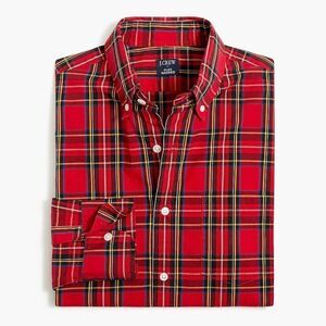 J Crew Men's HolidayTartan Slim Untucked-fit Flex Casual‎ Shirt Red